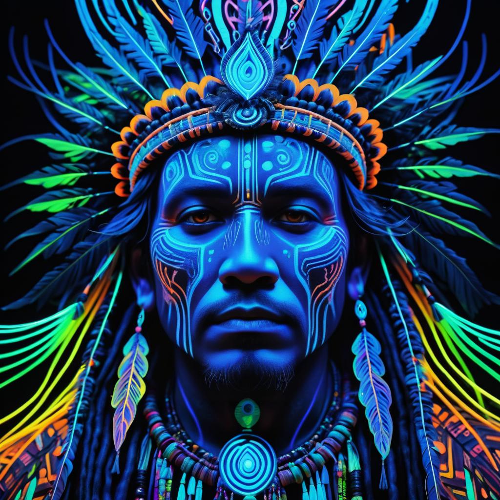 Vibrant Bioluminescent Shaman Artwork