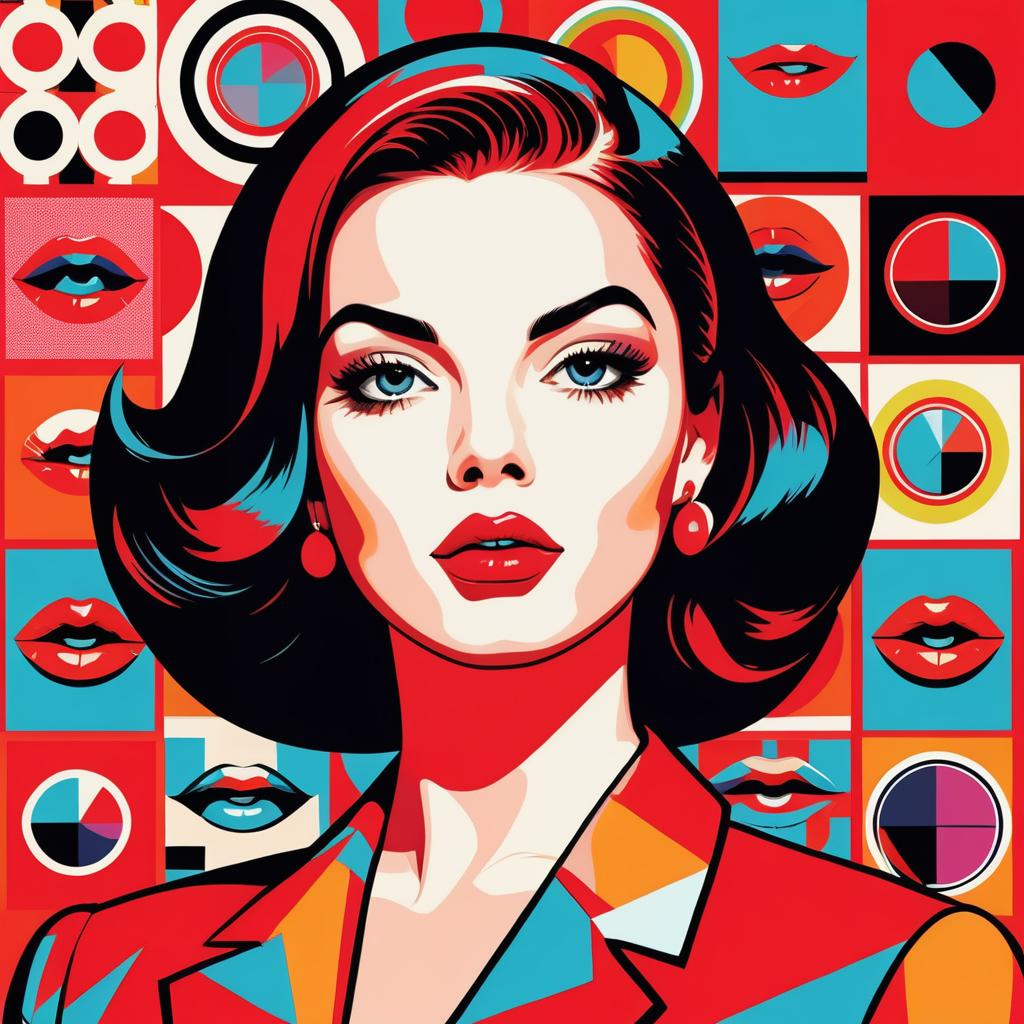 Vibrant Pop Art Girl with Red Lips