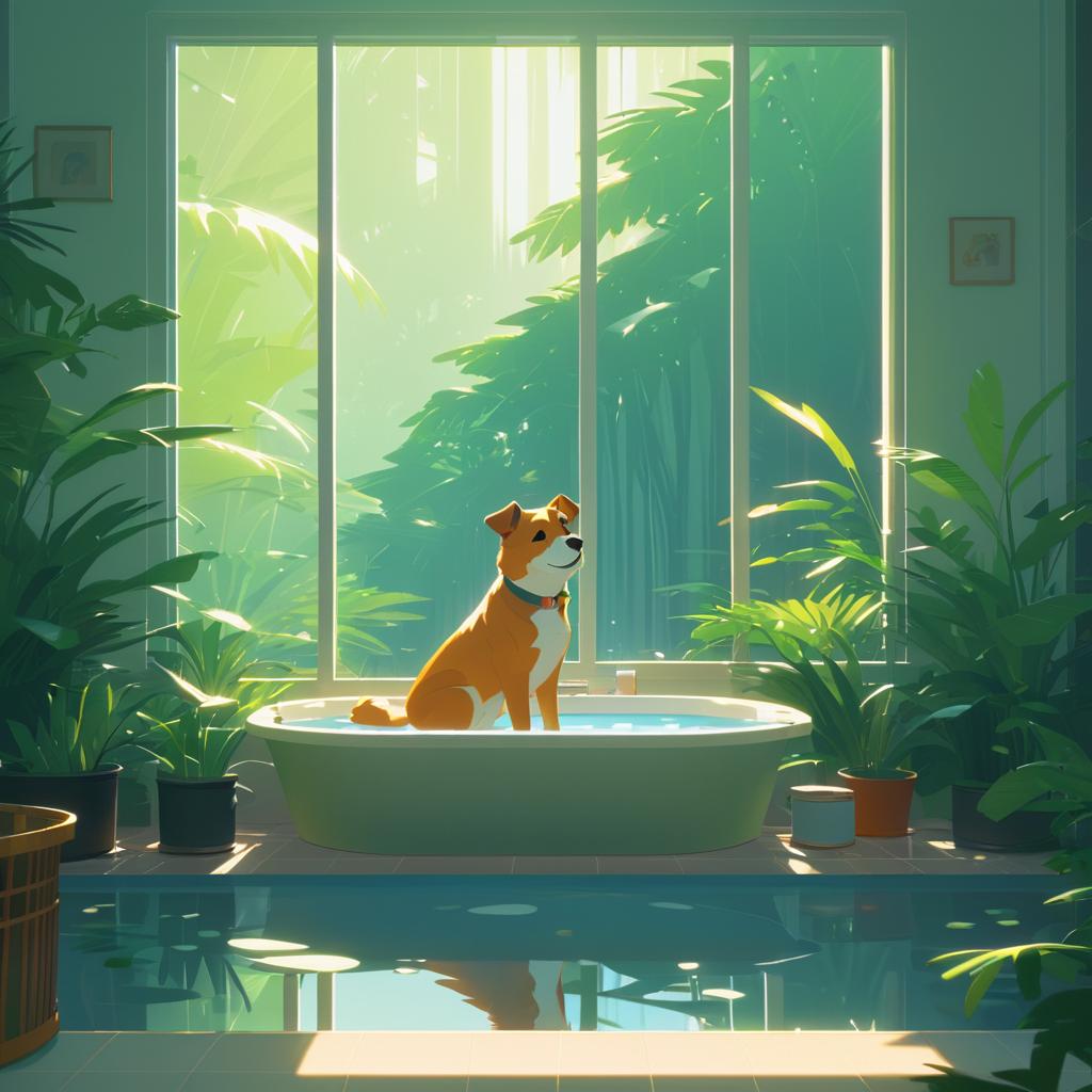 A Cozy Bath Time for a Dog