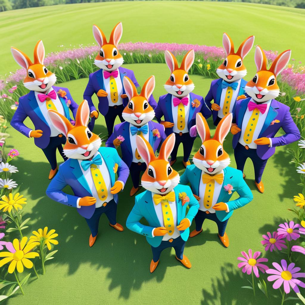 Cheerful Bunny Musicians in a Meadow