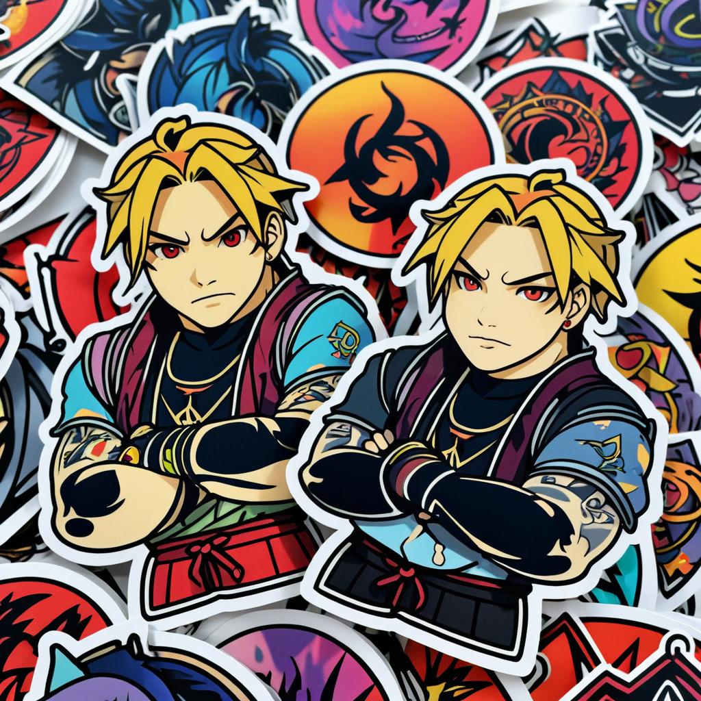 Japanese Tattoo Style Edward and Alphonse Stickers