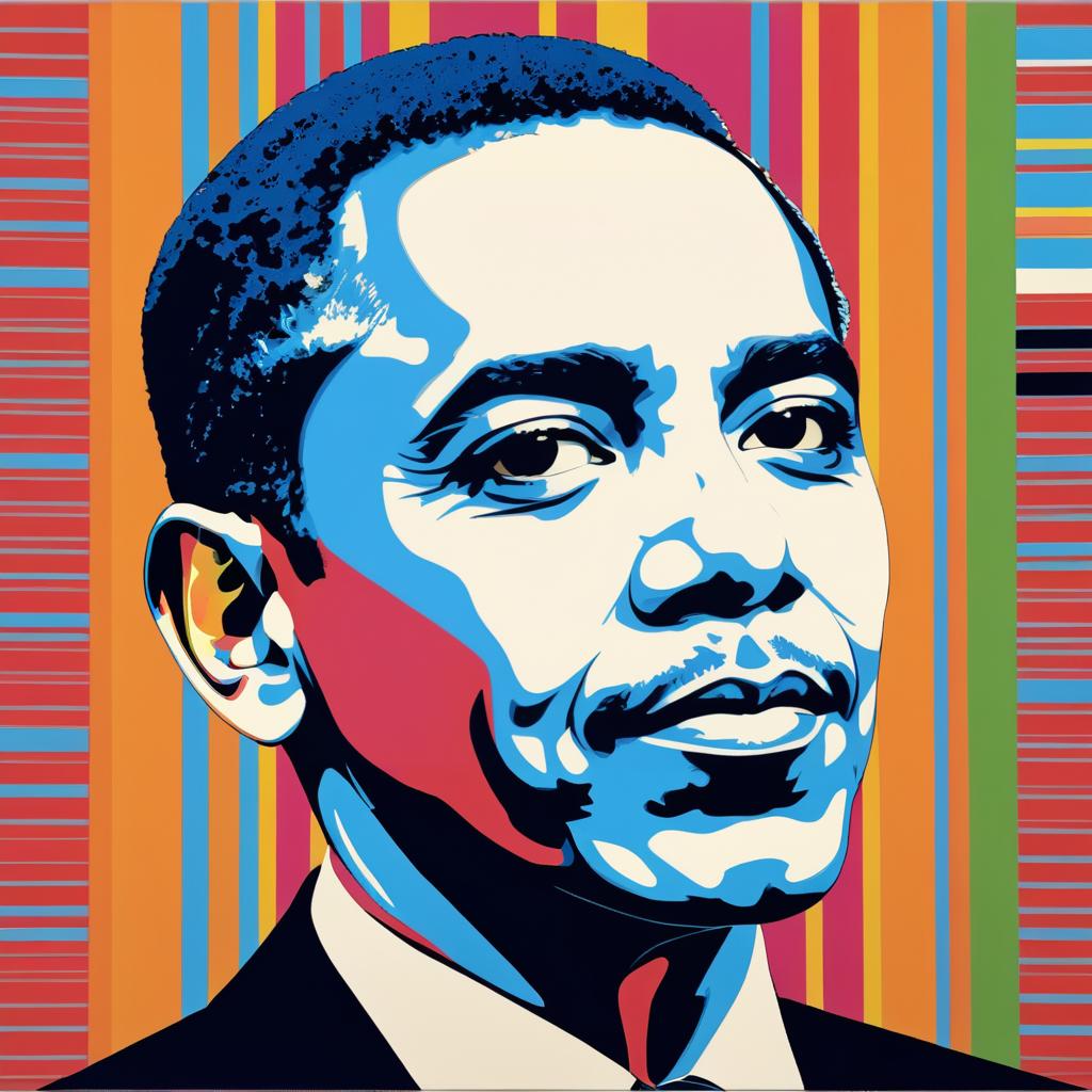 Warhol-Inspired Obama Artwork with Stripes