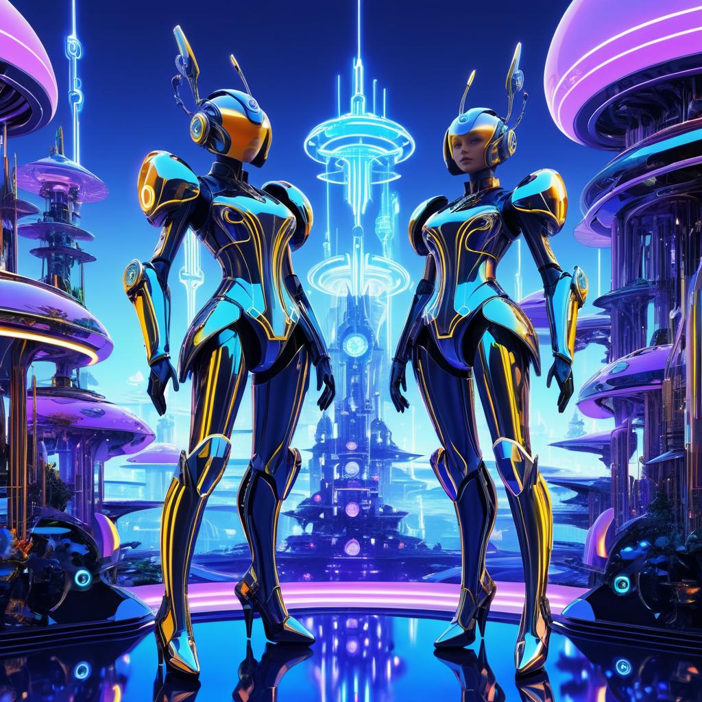 Steampunk Androids in a Neon Fantasy