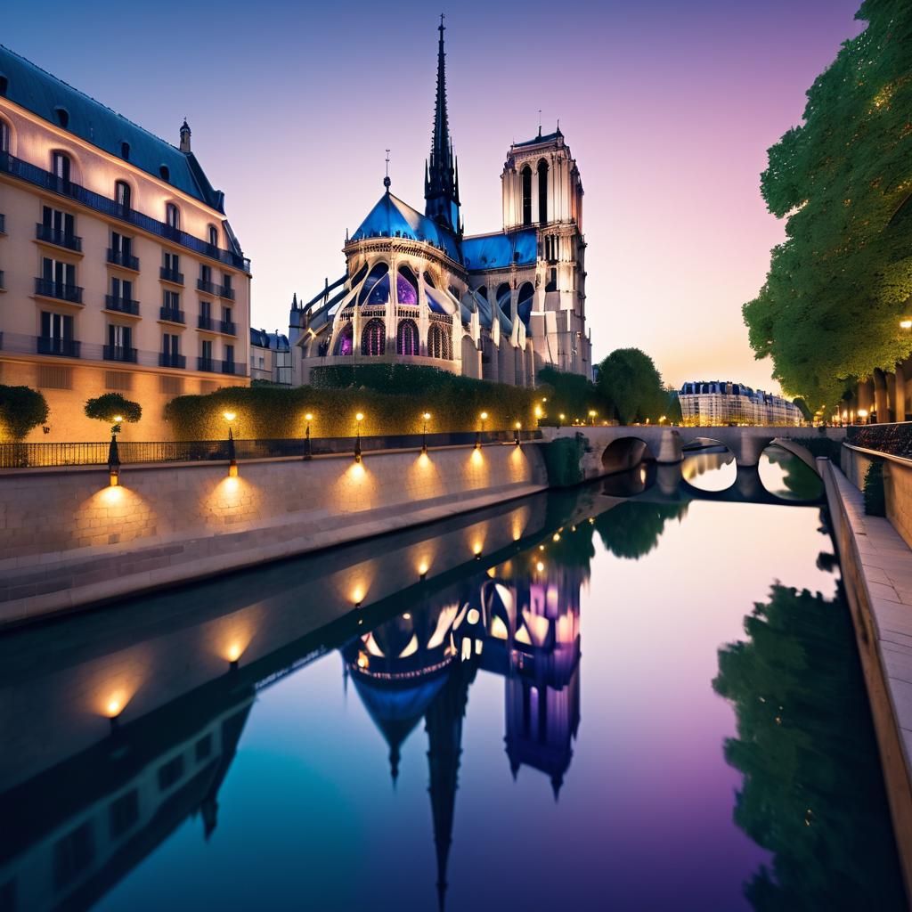 Gaudí-Inspired Notre Dame at Twilight