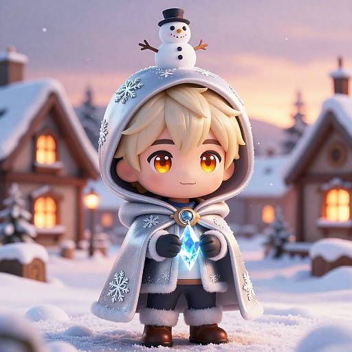 Chibi Winter Fantasy with Frost Crystal