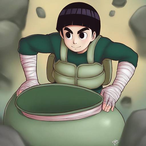 Illustration of Rock lee, naruto (series) in the style of Randomboobguy
