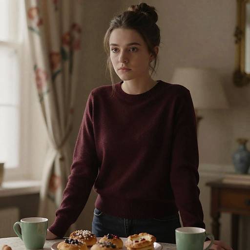Young Woman in Cozy Indoor Setting
