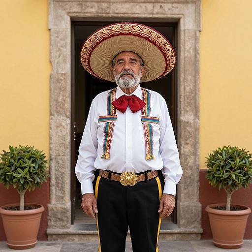 Elderly Man in Traditional Sombrero