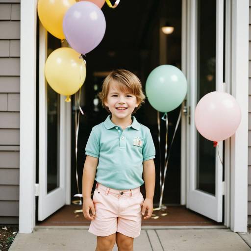 Smiling toddler boy with balloons