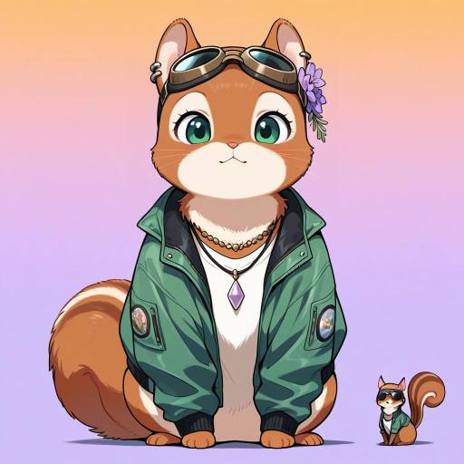 Stylish Squirrel in Sunset Scene Stylish Squirrel in Sunset Scene