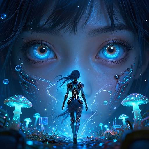 Bioluminescent Cyberpunk Hybrid Girl