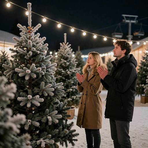 Cozy Winter Night at Christmas Tree Lot