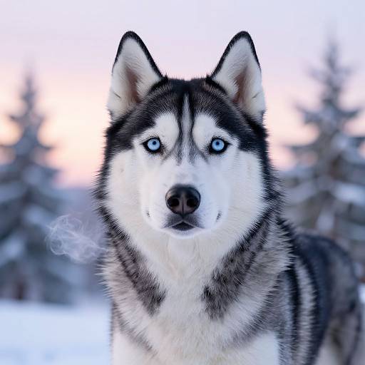 Elegant Siberian Husky Portrait at Sunrise