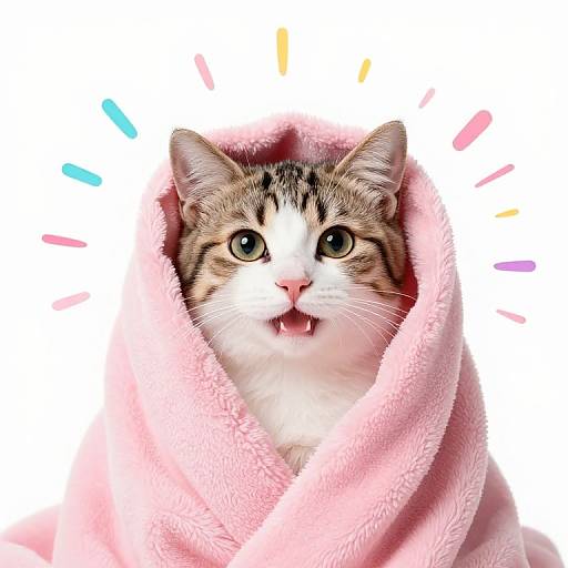 Adorable Kitten in Pink Blanket
