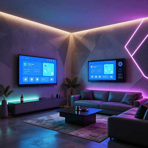 Futuristic Geometric Neon Room