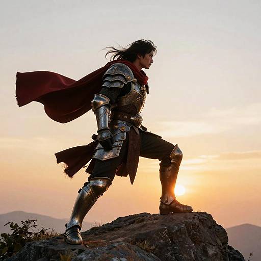 Heroic Pose at Sunrise Peak