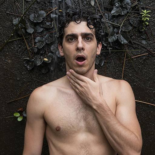 Surprised Man in Nature's Embrace