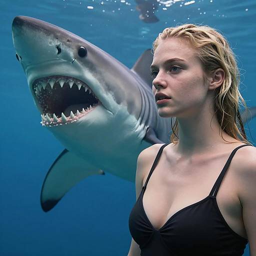 Dramatic Encounter: Woman and Shark