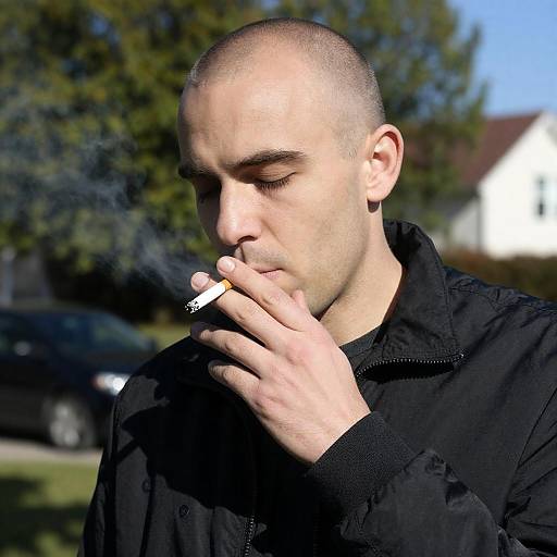 Candid Portrait of a Reflective Smoker