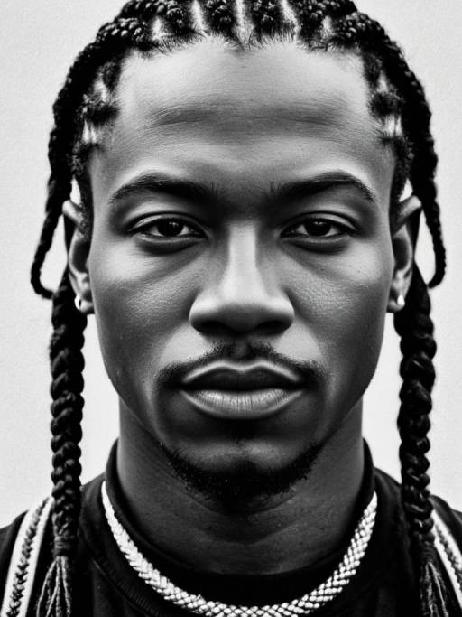 Close-up Portrait of Man with Cornrow Braids