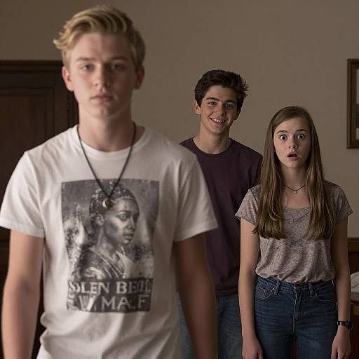 Teenagers in a Dimly Lit Room