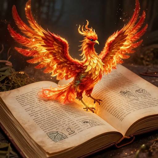 Chagall-Inspired Phoenix From Ancient Tome