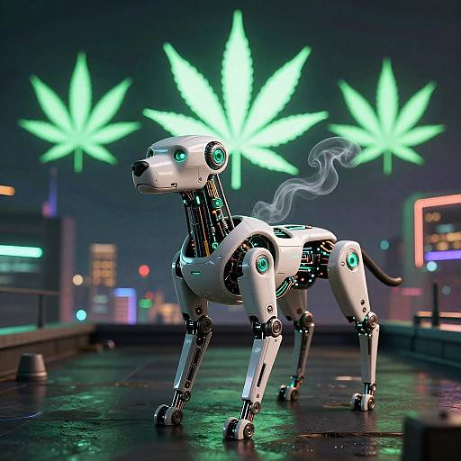 Futuristic Robotic Dog on Neon Rooftop