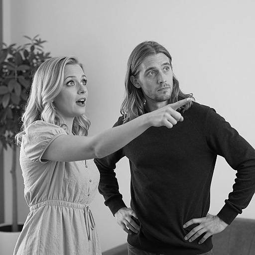 Animated Couple in Black and White