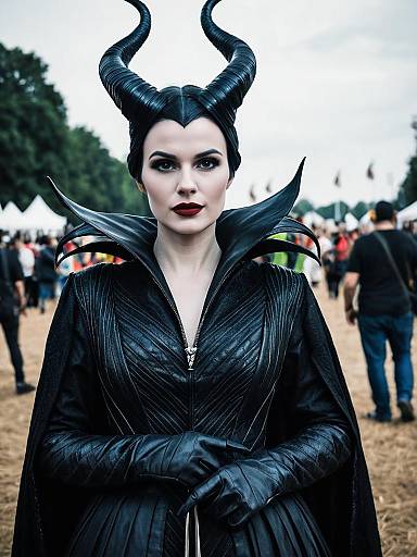Photorealistic Maleficent Cosplay Festival Portrait