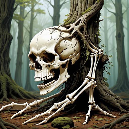 Skull Merging with Tree Roots