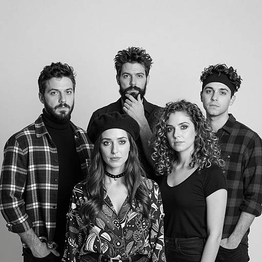 Black and White Serious Group Portrait