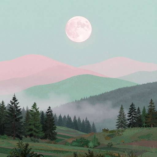 Dreamy Pastel Nocturne Landscape