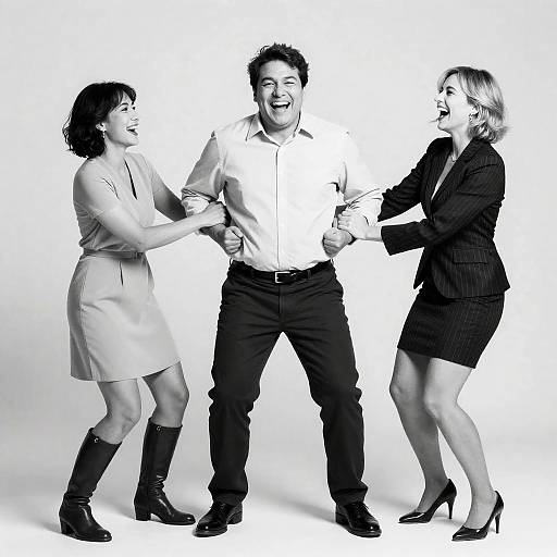 Playful Trio in Black and White