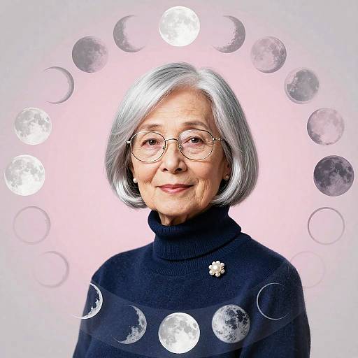 Elegant Elderly Woman in Moon Frame
