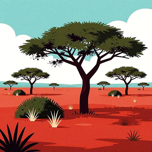 Surreal Savanna Landscape Illustration