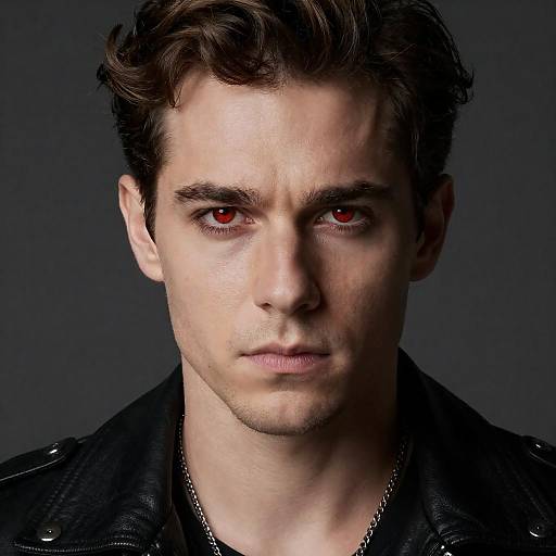 Intense Close-Up of a Man in Leather