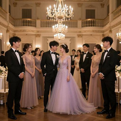 Lavender Bridal Moment in Ornate Ballroom