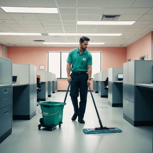 Janitor Cleaning Office Floor