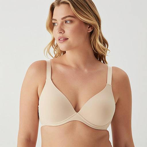 Blonde Woman in Beige Bra Portrait