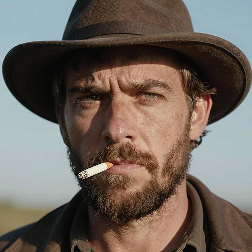 Intense Close-up of a Rugged Man