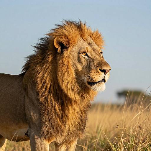 Majestic Lion in Golden Afternoon Light