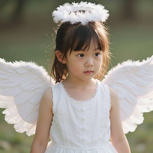 Close-Up of Child in Angel Costume