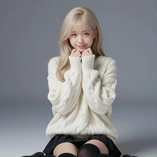 Adorable Young Woman in Cozy Sweater