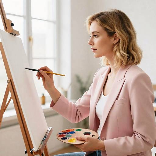 Focused Artist in a Bright Studio