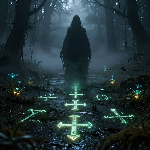 Ethereal Spirit in Foggy Swamp