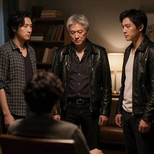 Group of Men in Dimly Lit Room