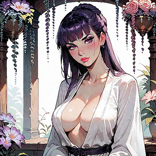 Anime Girl with Purple Hair and Blush