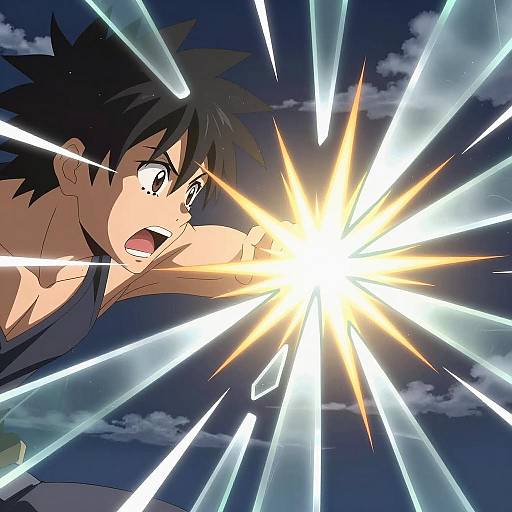 Anime Character Launching Glass Thunderstorm Attack