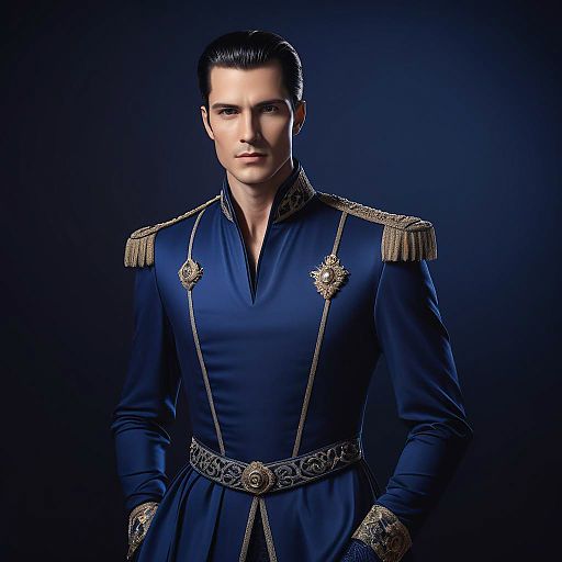 Man in Royal Blue Historical Uniform