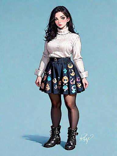 Boho Chic Fashion Illustration of a Woman